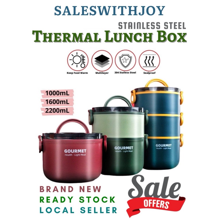 【SalesWithJoy】Thermal Lunch Box Stainless Steel Lunch Box Bekas Makanan Food Container Food Warmer Food Storage