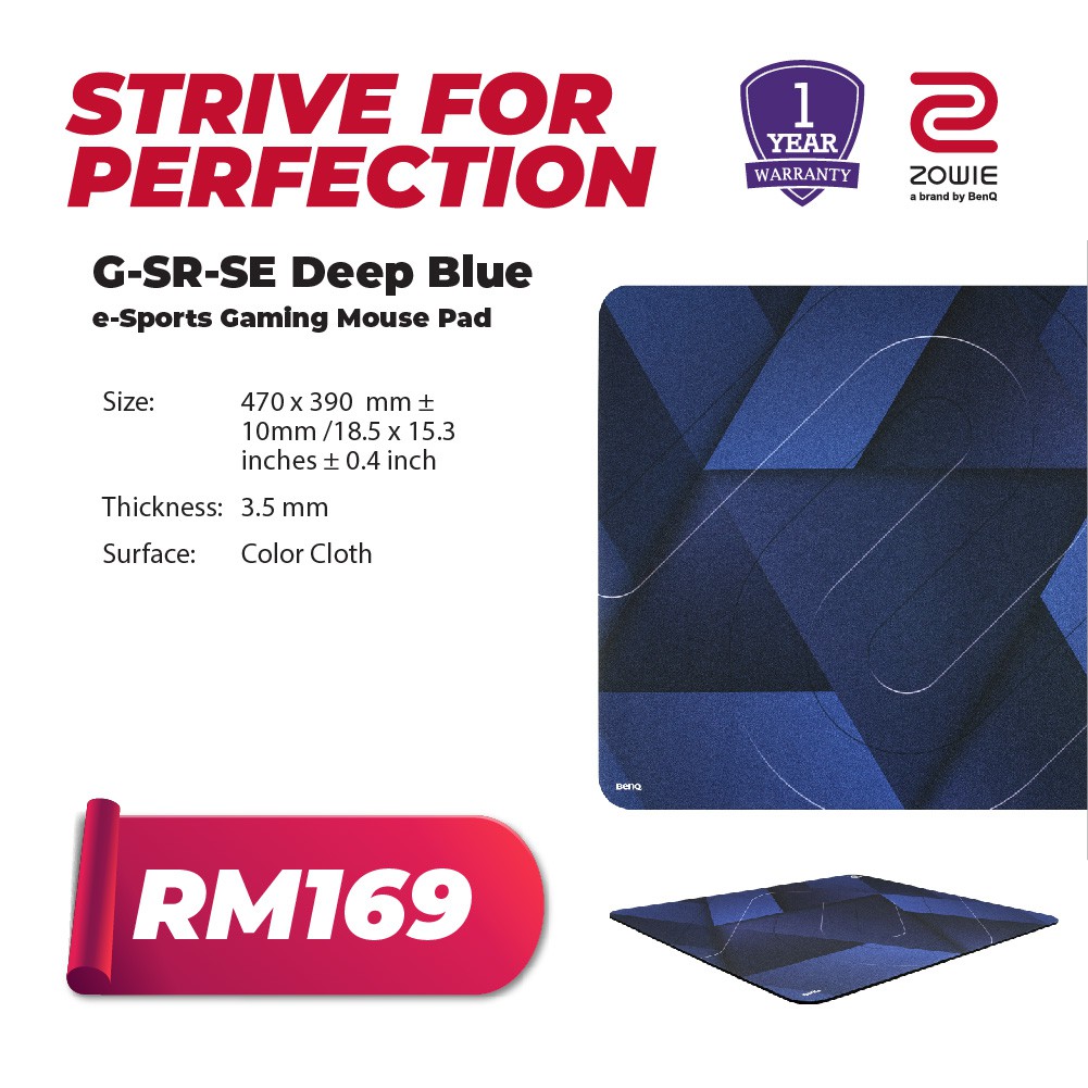 Benq Zowie G Sr Se Esports Gaming Mousepad Deep Blue Large Shopee Malaysia