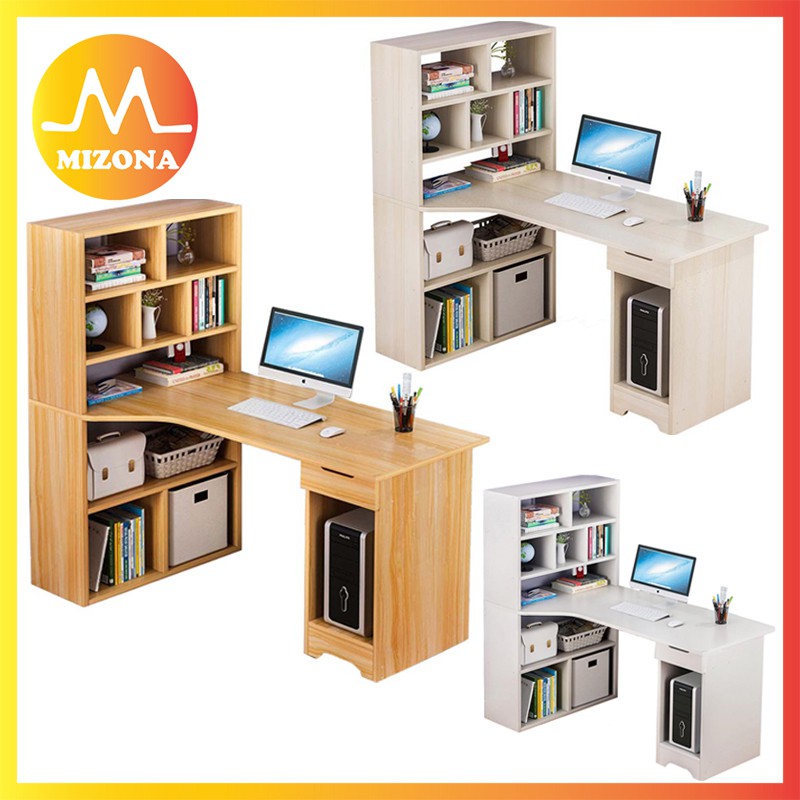 Mizona Computer Desk Desktop Table Home Corner Desk Bookcase