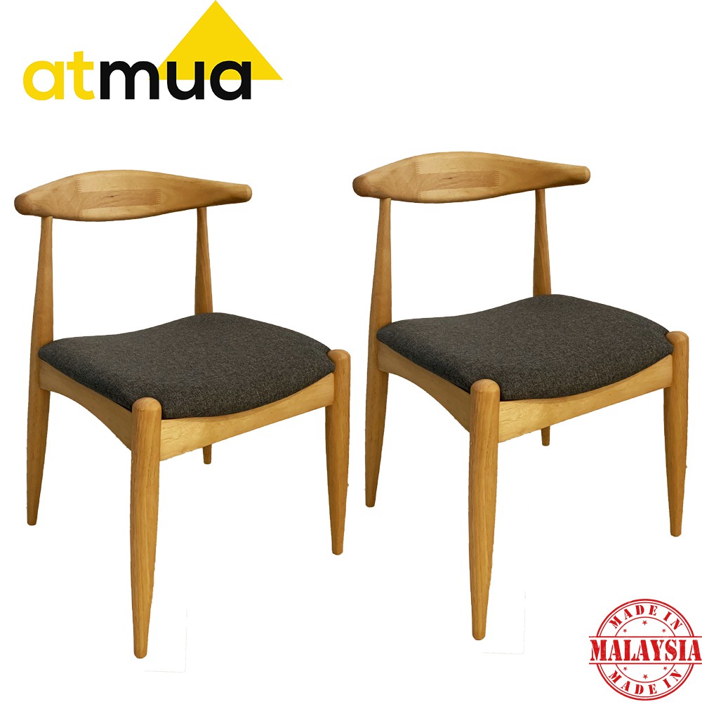 Atmua Furniture Dining Chair 2 Unit Modern Design Chair Solid Wood Chair Kerusi Makan Shopee Malaysia