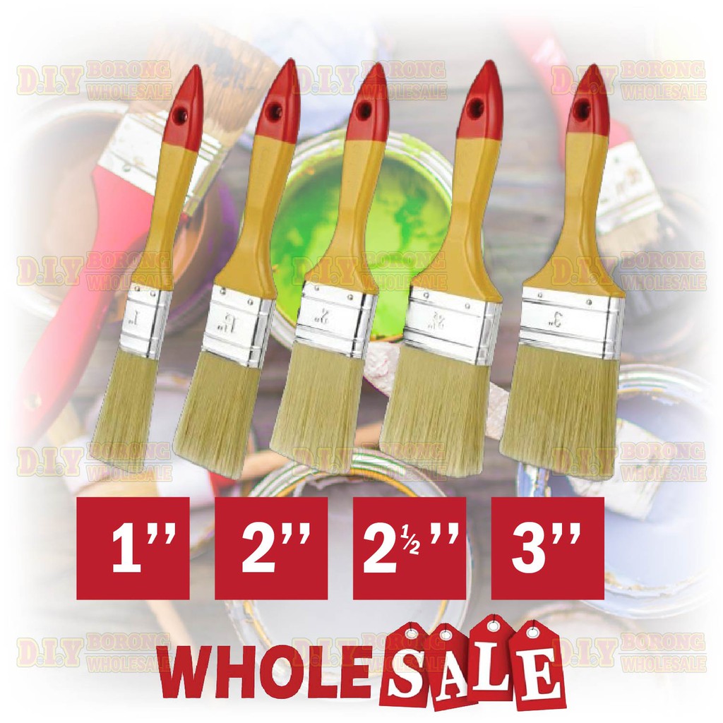 Wooden Handle Paint Brush Pure Bristle Wall Painting/Berus Cat Kayu