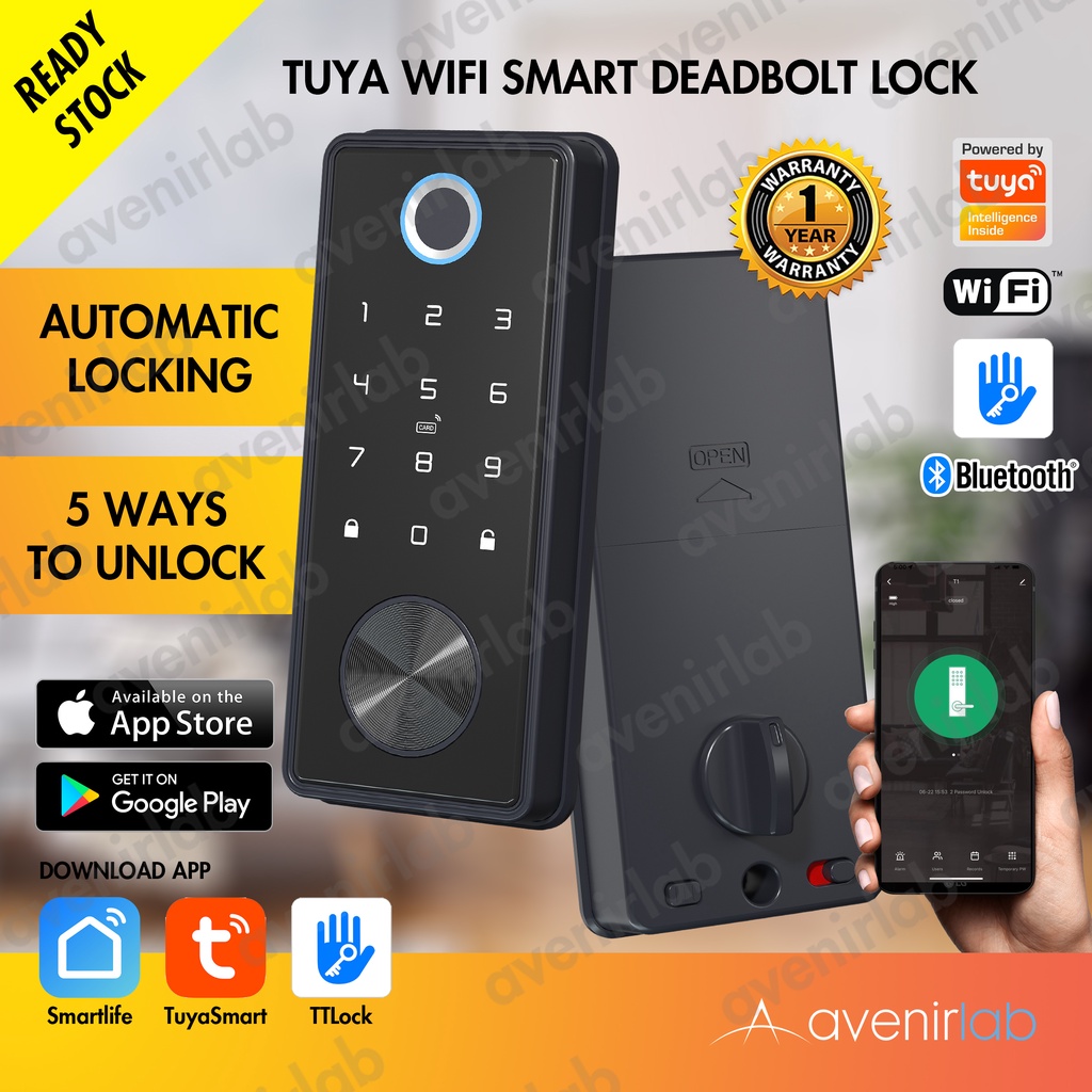 [NEW] Tuya WiFi TTLock Bluetooth Smart Deadbolt Automatic Smart Door