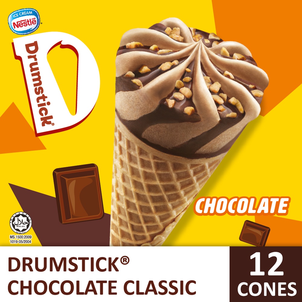 DRUMSTICK Chocolate Ice Cream Cones (12 Cones, 110ml Each) Shopee