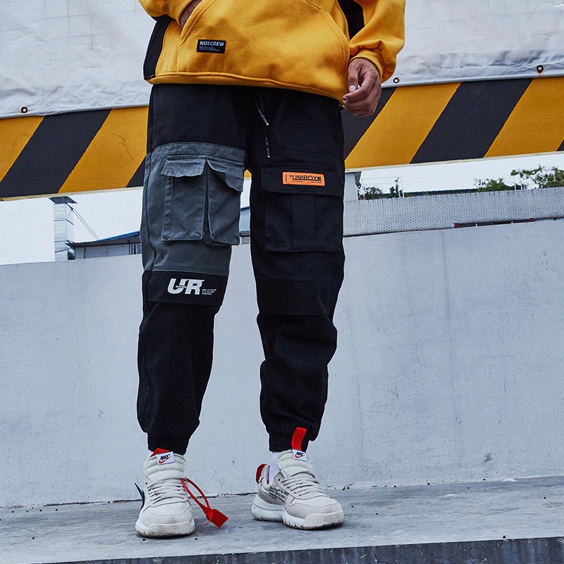 aelfric eden mens color patchwork cargo joggers