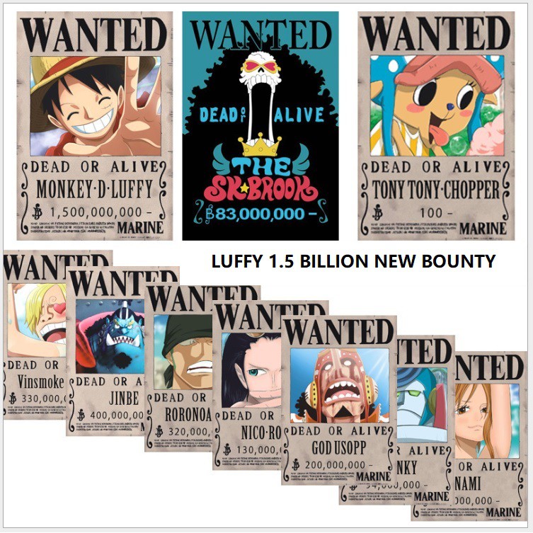 One Piece Poster Luffy Anime Wanted New Bounty List 1 Set 10 Pieces Shopee Malaysia