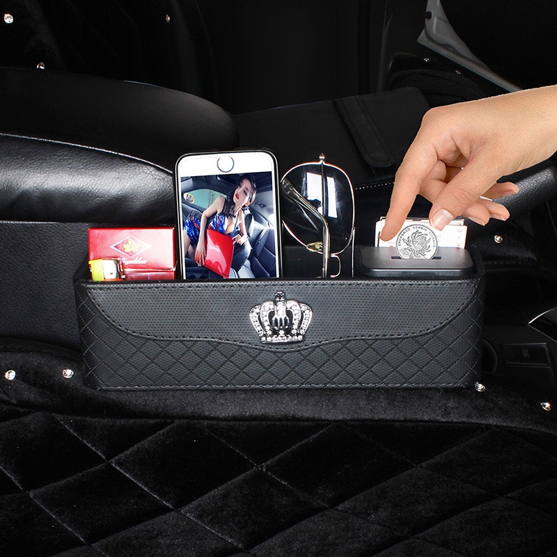 Crown Style Car Seat Gap Filler Storage Box Car Side Pocket