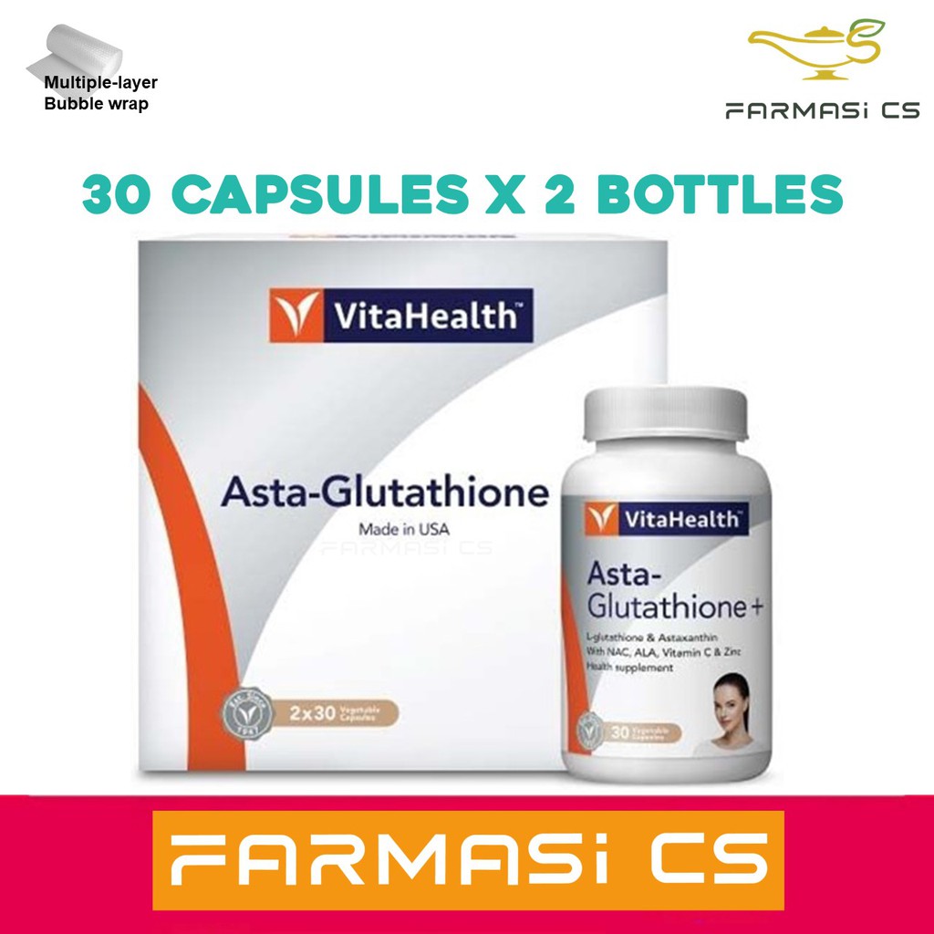 VitaHealth Asta-Glutathione Plus 30 Capsules X 2 Bottles (TWIN) EXP:10/ ...