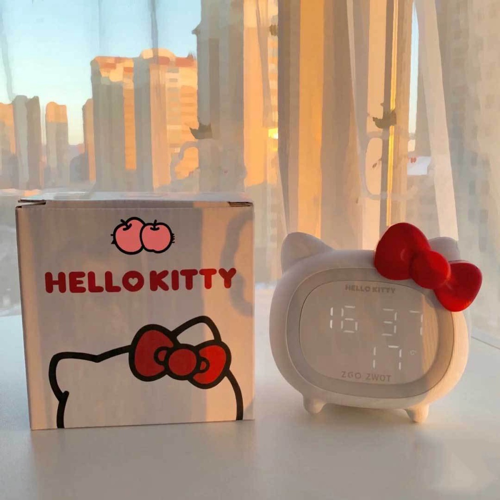 [New Product Special Offer Children's Alarm Clock] Zhengang Sanrio Bluetooth Speaker Hello Kitty Smart Clock LED Atmosphere Light Multifunctional KT Cat