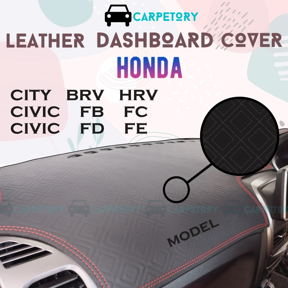 Honda Leather Dashboard Cover Dashmat City Civic BRV HRV Checkered