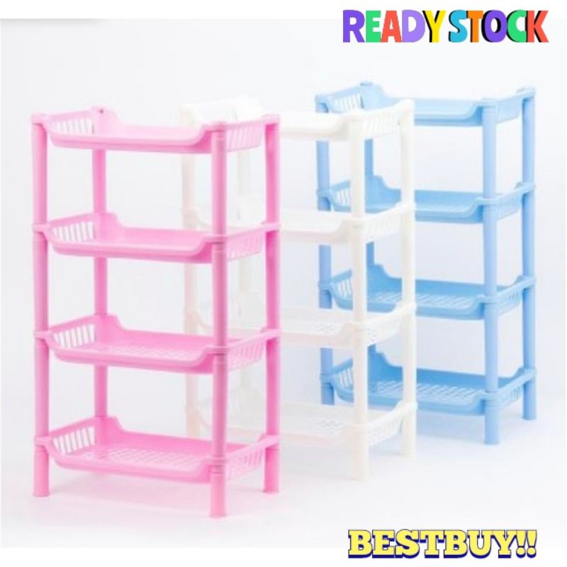 Food Prep rak susun pakaian barang dapur Plastik Plastic rack Shelf almari letak baju pinggan mangkuk organizer kitch... - Image 5