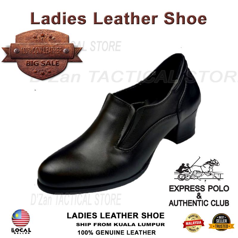 EXPRESS POLO Leather 2inch Ladies Boots Kasut Potong Wanita Leather ...