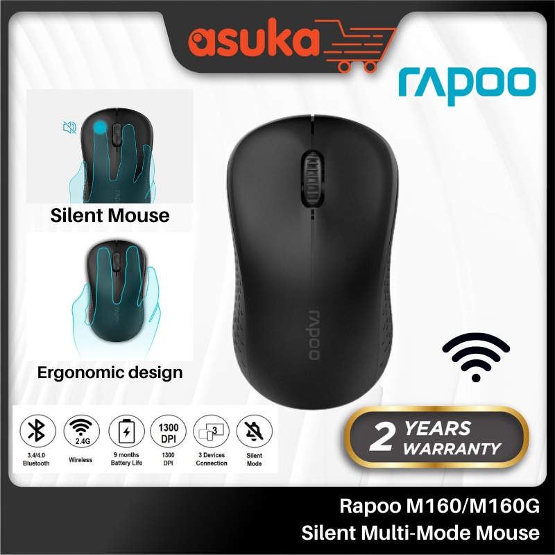 Rapoo M160/M160G Silent Multi-Mode Wireless Bluetooth 3.0/ 4.0/ wireless 2.4GHz Mouse