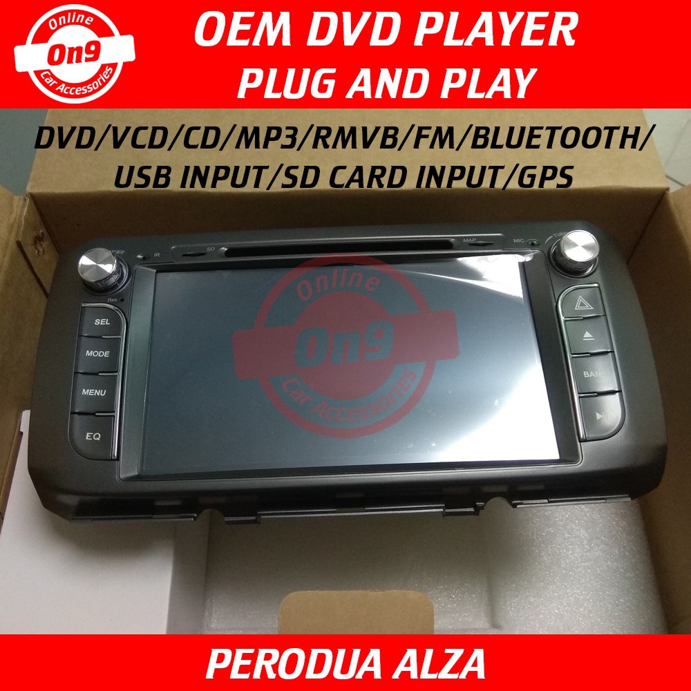 Perodua Alza 9 Inch Oem Double Din Player Plug And Play Dvd Car Audio Player Gps No Gps Vcd Mp3 Cd Fm Usb Sd Bt Shopee Malaysia