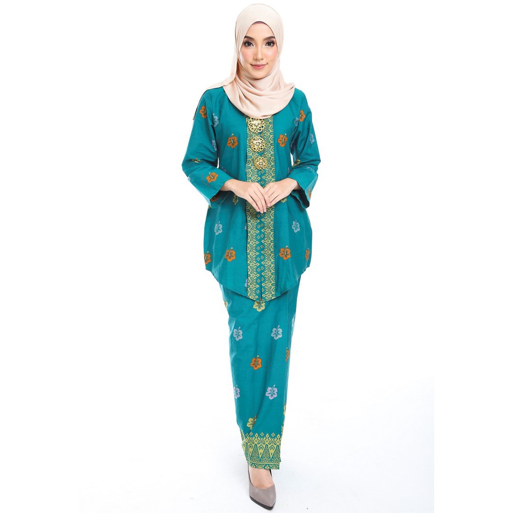 Cotton Tradisional Kebaya With Songket Print Br Shopee Malaysia