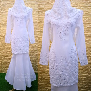  BAJU  KURUNG  MODEN  PUTIH  CREAM NIKAH TUNANG RAYA SET 