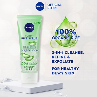 NIVEA Face Care Cleanser - Purify - Aloe Scrub (75ml) | Face Scrub | Natural Ingredients | Organic Aloe Vera