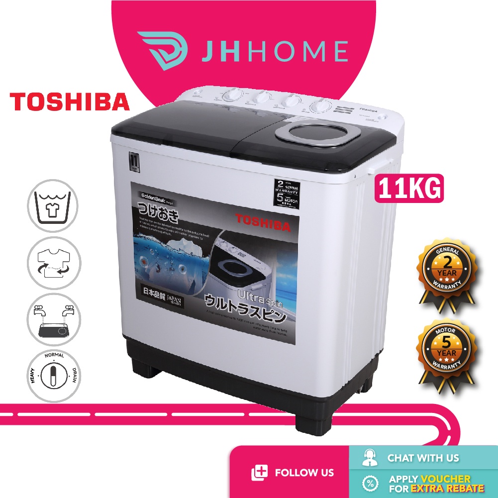 Toshiba 11KG Semi Auto Washing Machine VHJ120MM Twin Tub Washer