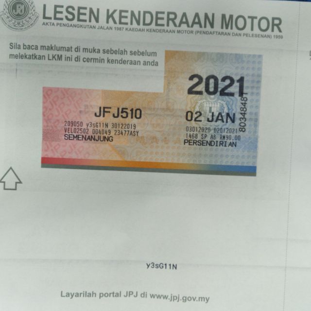 Roadtax kereta 2021