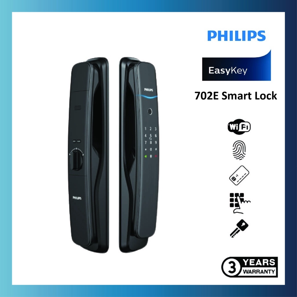 Philips Digital Lock Easy Key 702e Series, (FREE GIFT 1 unit LED Thermos) Includes Installation*