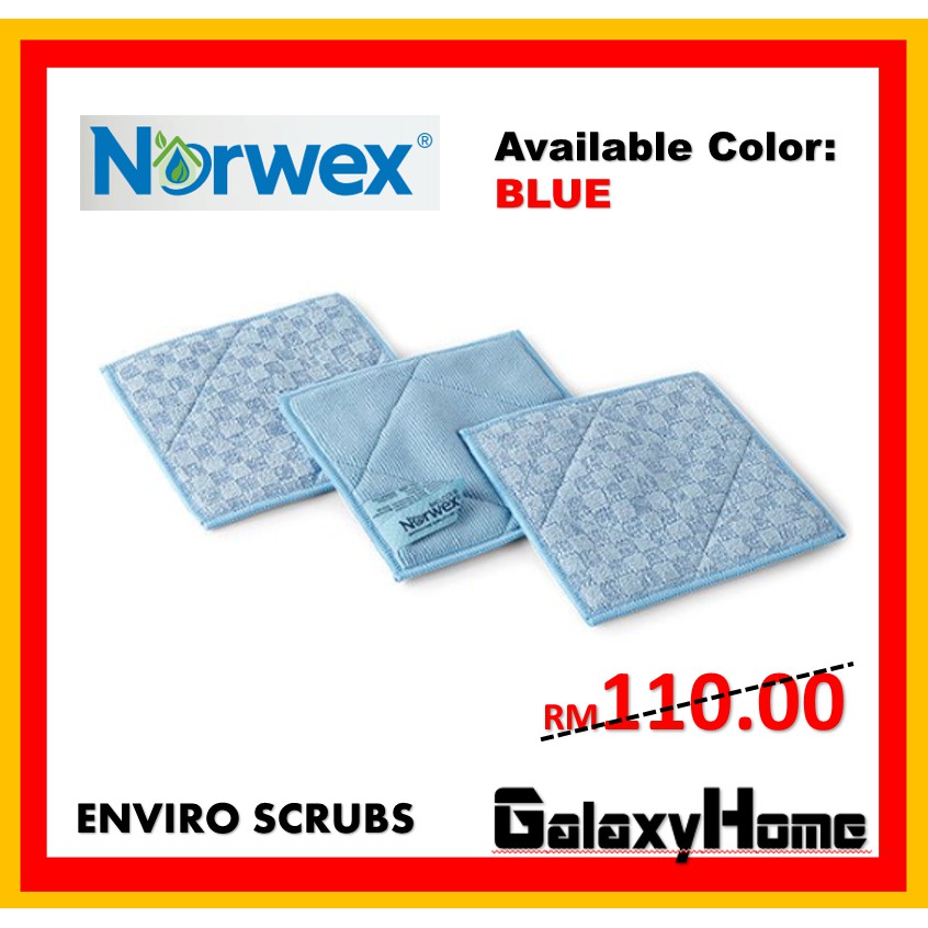 Norwex 1 Piece 16cm x 16cm Enviro Scrub Microfiber Dish Cloth available in Blue Colour Shopee