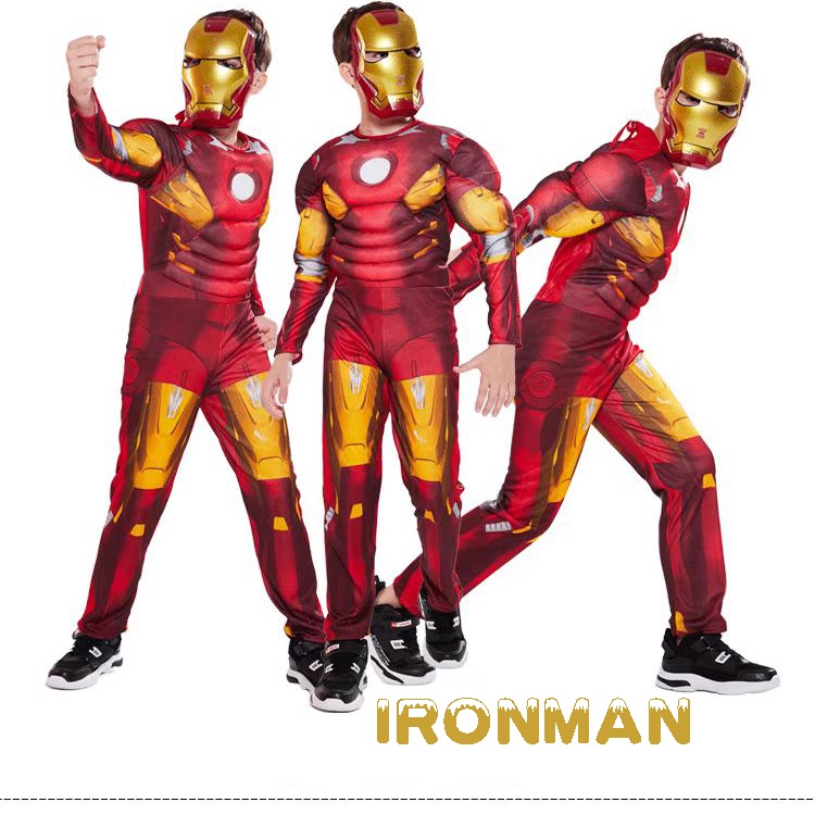 Congme Muscle Iron Man Costume, Marvel Superhero Ironman Cosplay Suit for Kids/Adults