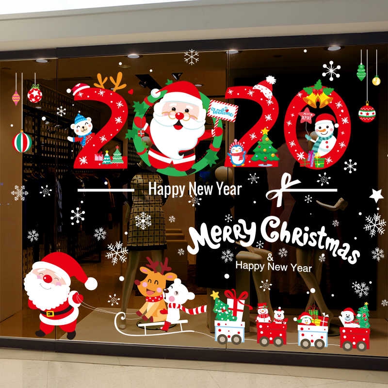 New Year S Day Classroom Decorations Window Stickers Scene