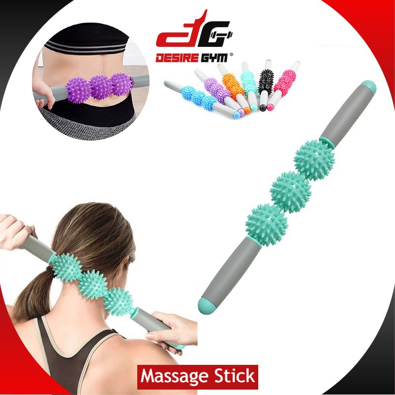 fitness Desire Gym Massage Stick Relax 3 wheel Yoga Trigger Fascia