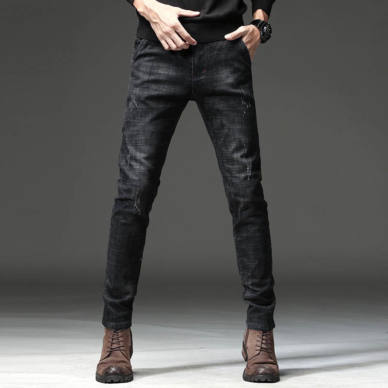 Black Korean Men Jeans Pants Long Seluar Trend Fashion Man's Denim Jean ...