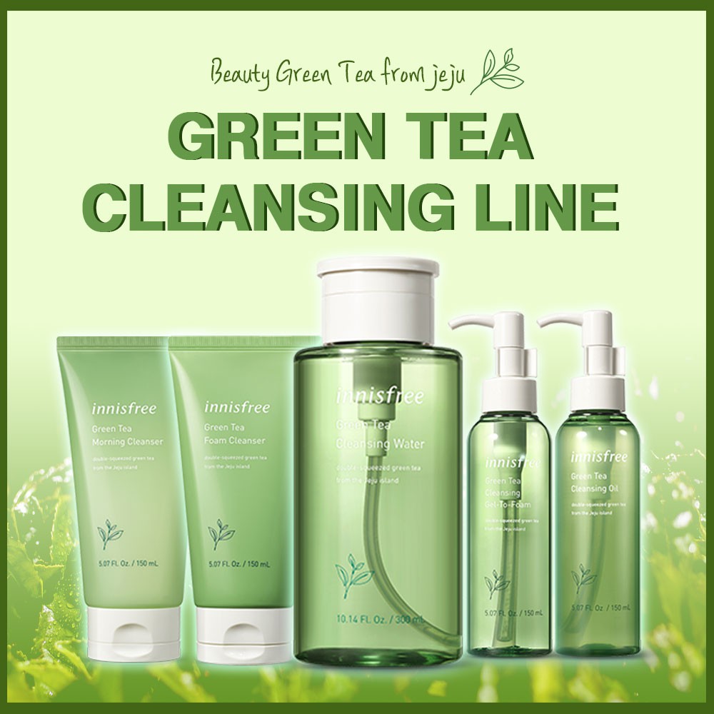 Innisfree green tea Cleansing line // Foam Cleanser / Morning Cleanser / Cleansing Gel To Foam