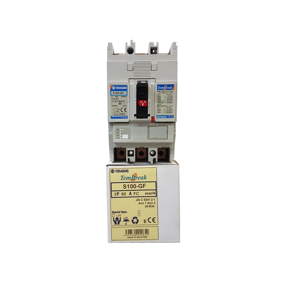 Terasaki Three Phase Moulded Case Circuit Breaker (S100GF)(3Pole 60A 65KA/ 3Pole 100A 65KA