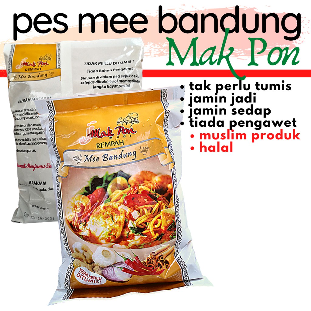 Buy Pes Mee Bandung Muar Mak Pon Perencah Mee Bandung Muar Pure Sedap Ringkas Mudah Masak Instant Paste Mee Bandung Johor Seetracker Malaysia