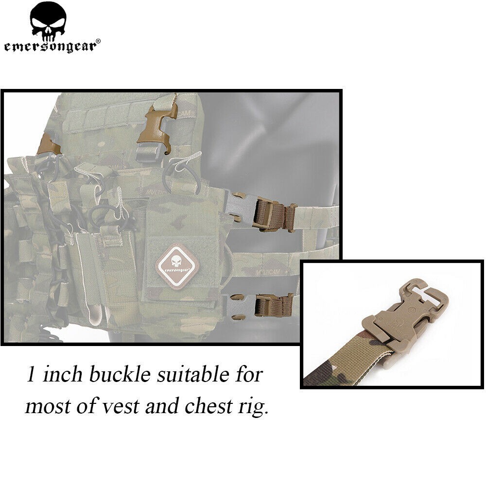 Vest Adapter Kit Set MOLLE Strap with Buckle Clips 1inch Tactical Chest Rig 