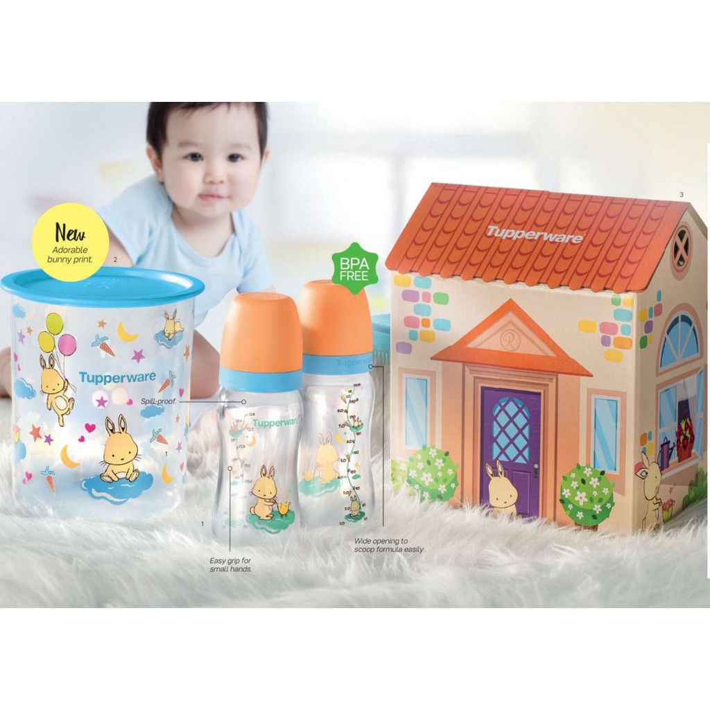 Tupperware Gift Set Happy Bunny Bundle Botol Susu Baby Bottle with Teat