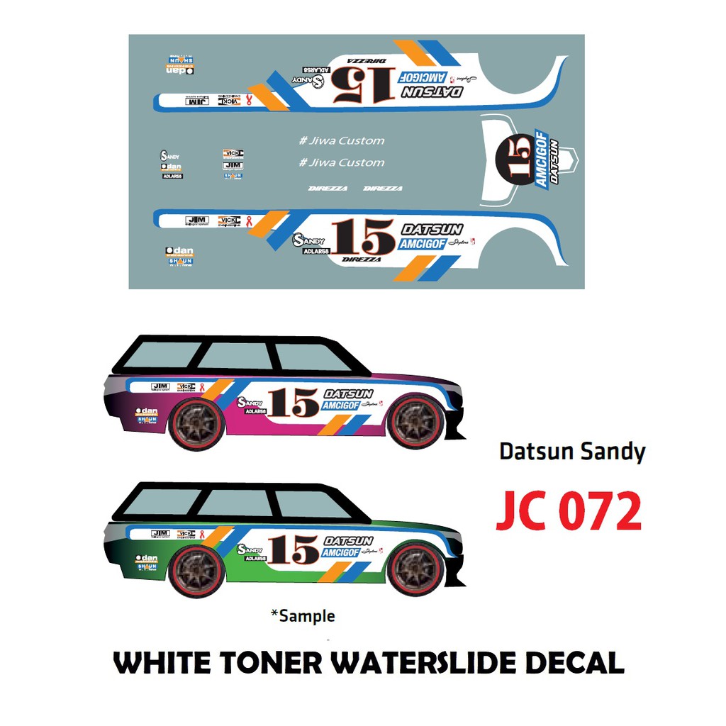 JC-032 White Toner Waterslide Decals> ZAMAC RED > For Custom 1:64 Diecast Cars 