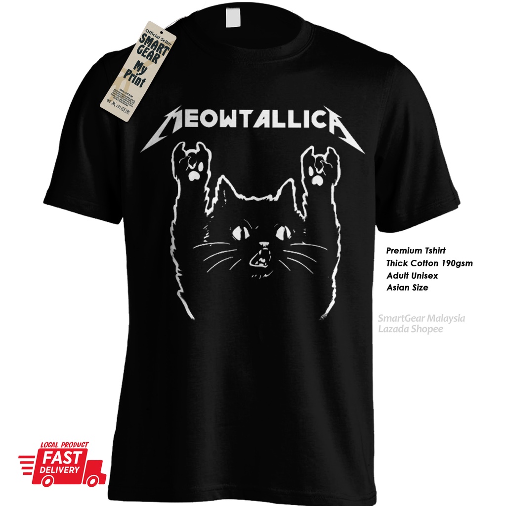 Meowtallica cat Metallica parody tshirt cotton rock band | Shopee Malaysia