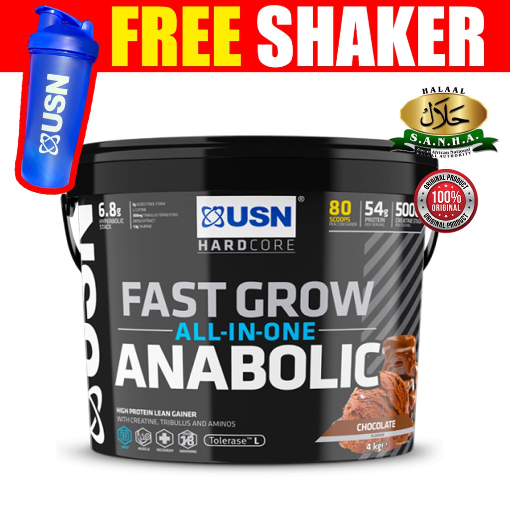 USN Fast Grow All-In-One Anabolic Lean Muscle Gainer Protein Powder ...