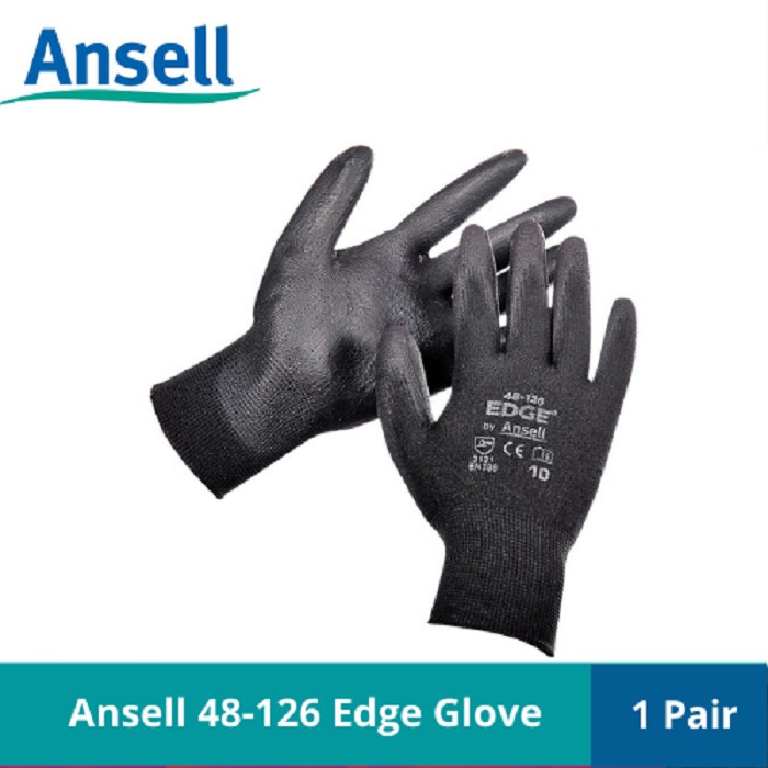 Ansell Edge® 48 126 Black Comfort Pu Palm Glove Pack Of 1 Dozen Good