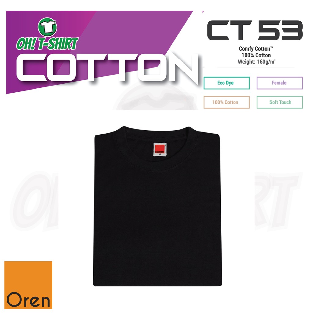 OREN SPORT Female Short Sleeve Plain Tshirt Black CT53 Shopee Malaysia