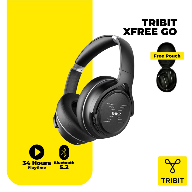 Tribit XFree Go (Upgraded) Bluetooth Headphones Bluetooth 5.2, 34 Hours Play Time, Built In Mic, High Clarity, Type C
