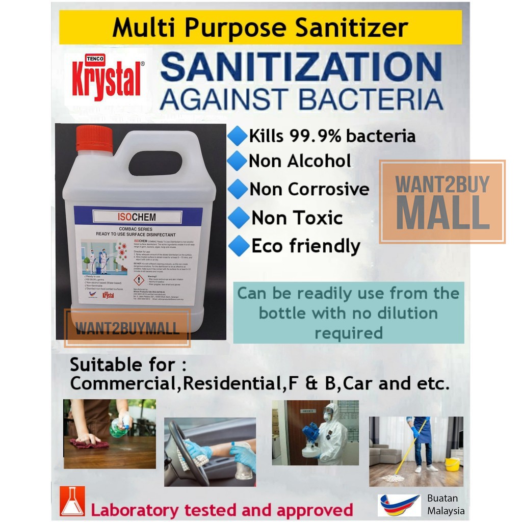 Wilron Isochem 4 Litres Sanitizer Spray Multipurpose Eco Friendly Disinfectant Liquid Kill 99 99 Microorganis 消毒杀菌 Shopee Malaysia