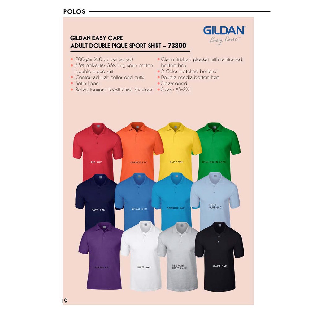 gildan polo shirt colors