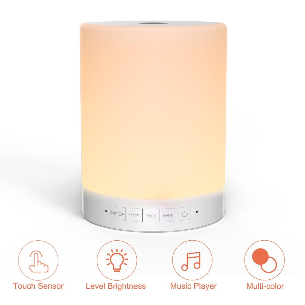 Bedside Table Lamp Night Light Bluetooth Speaker Portable Wireless Speaker with Bluetooth Touch Control Color LED Speaker Speakerphone/TF Card/AUX-in Supported 
