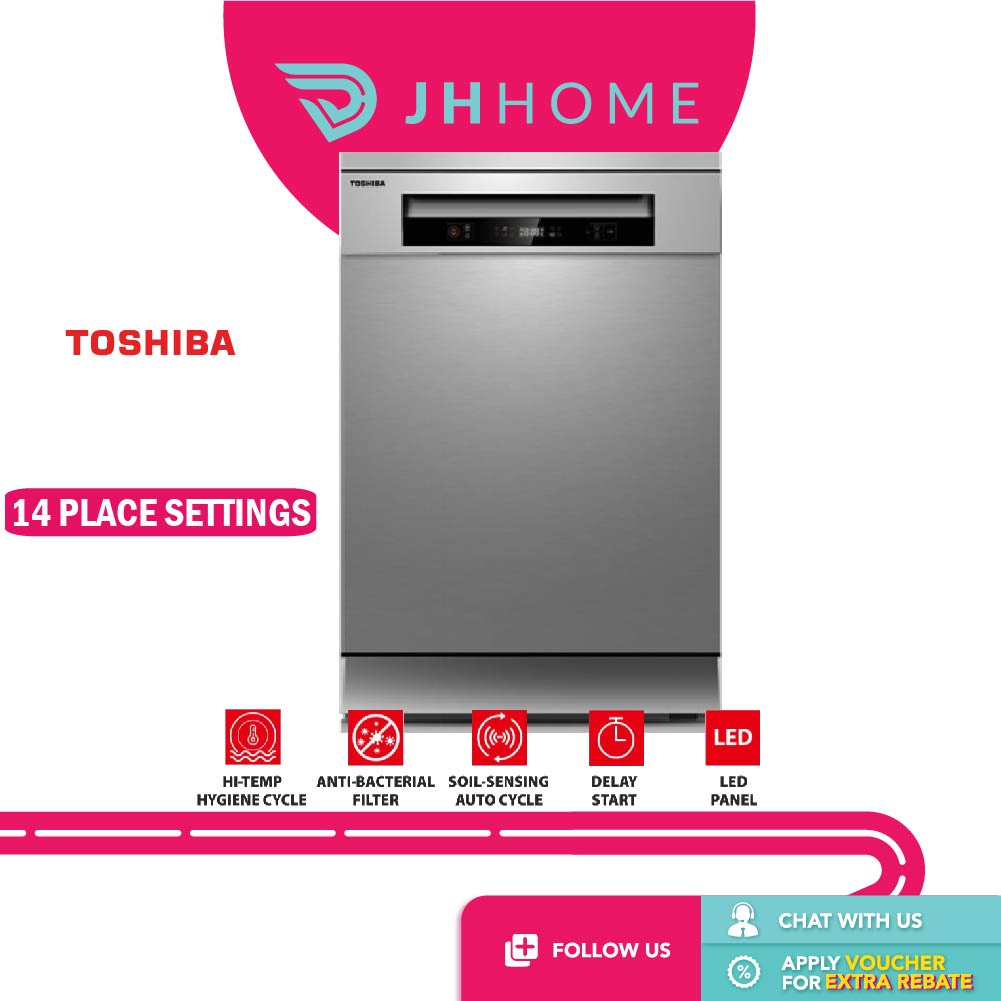 TOSHIBA 118PCS Dishwasher DW14F1(S)MY with 6 Program Dish Washer