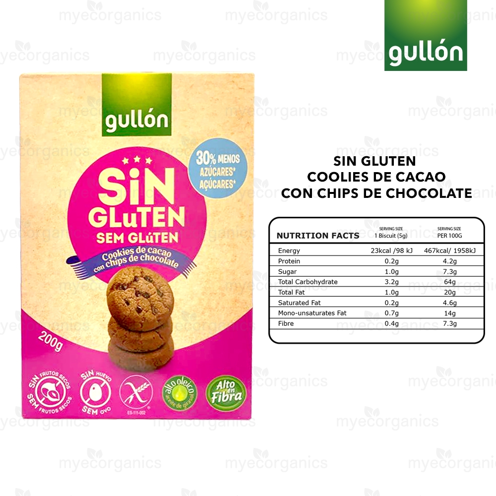 Gullon Gluten Free Chocolate Chip Cookies 200gm, Exp 4/2023 Shopee