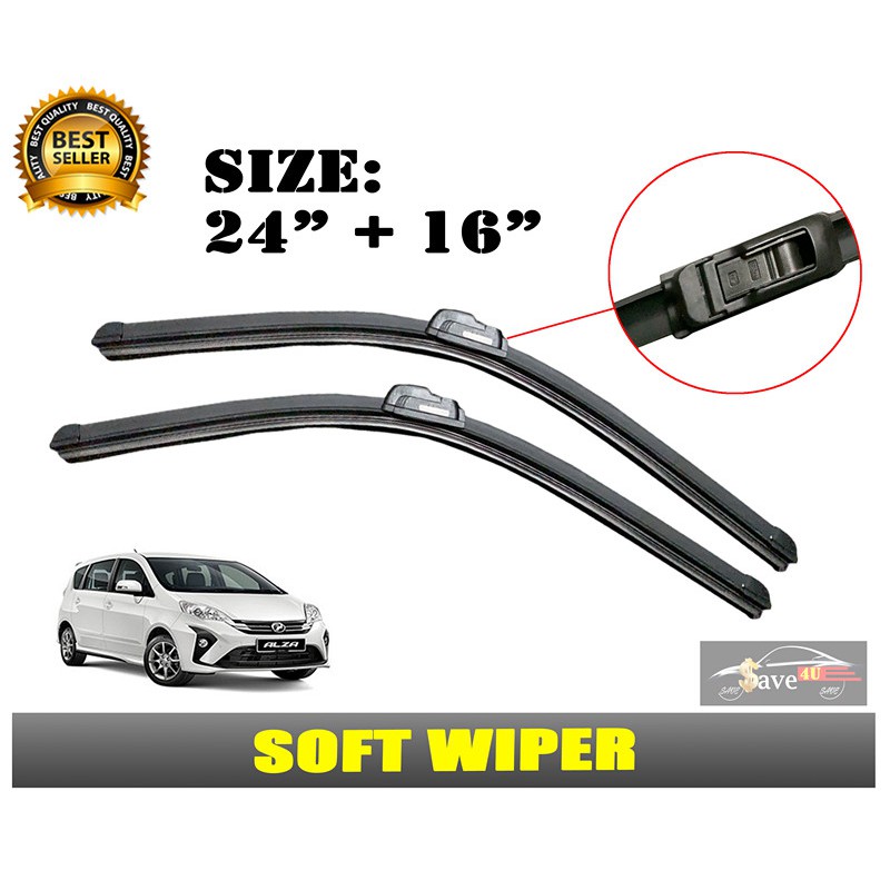 Perodua Alza Soft Car Wiper Blade Set 24 16 Shopee Malaysia