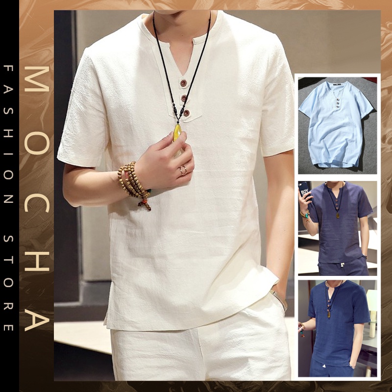 【READY STOCK】ST219 Bosamia Style Linen Shirt Man Shirt Comfortable ...