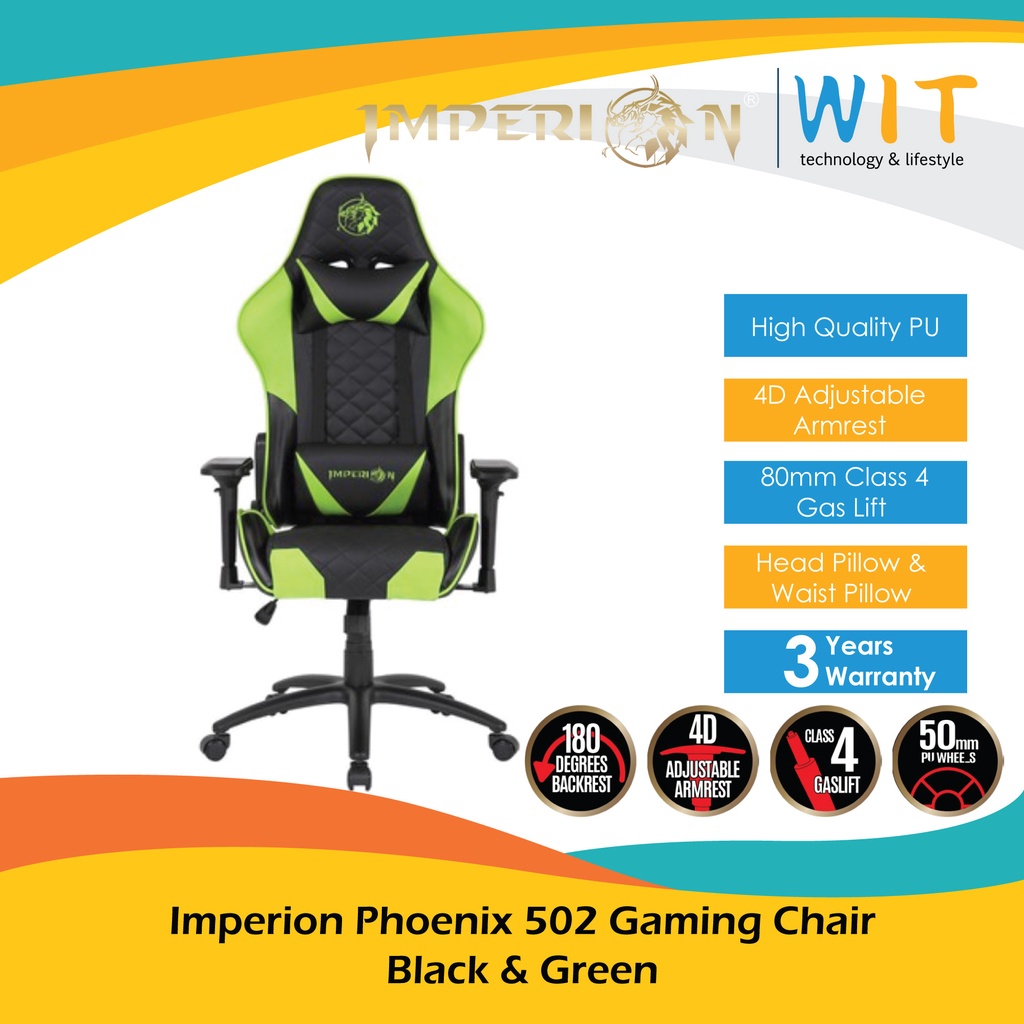 Imperion Phoenix 502 Gaming Chair - Black & Red/Blue/Green/Black