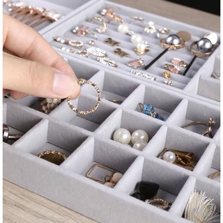 Velvet Jewelry Box Ring Earring Display Organizer Holder Storage
