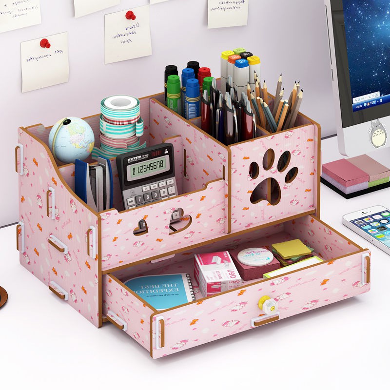 Desktop Storage Box Office Stationery Boxes Wooden Pen