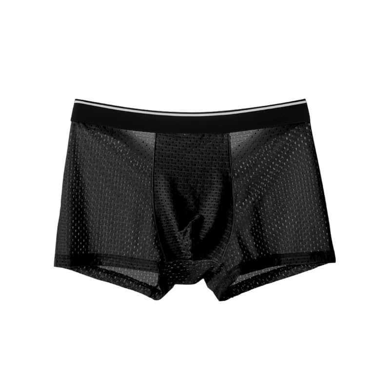 1 Pc Men Breathable Ice Silk Cotton Underwear Boxer Brief Size Cotton Underwear Seluar Dalam Lelaki Spender (L - 5XL)